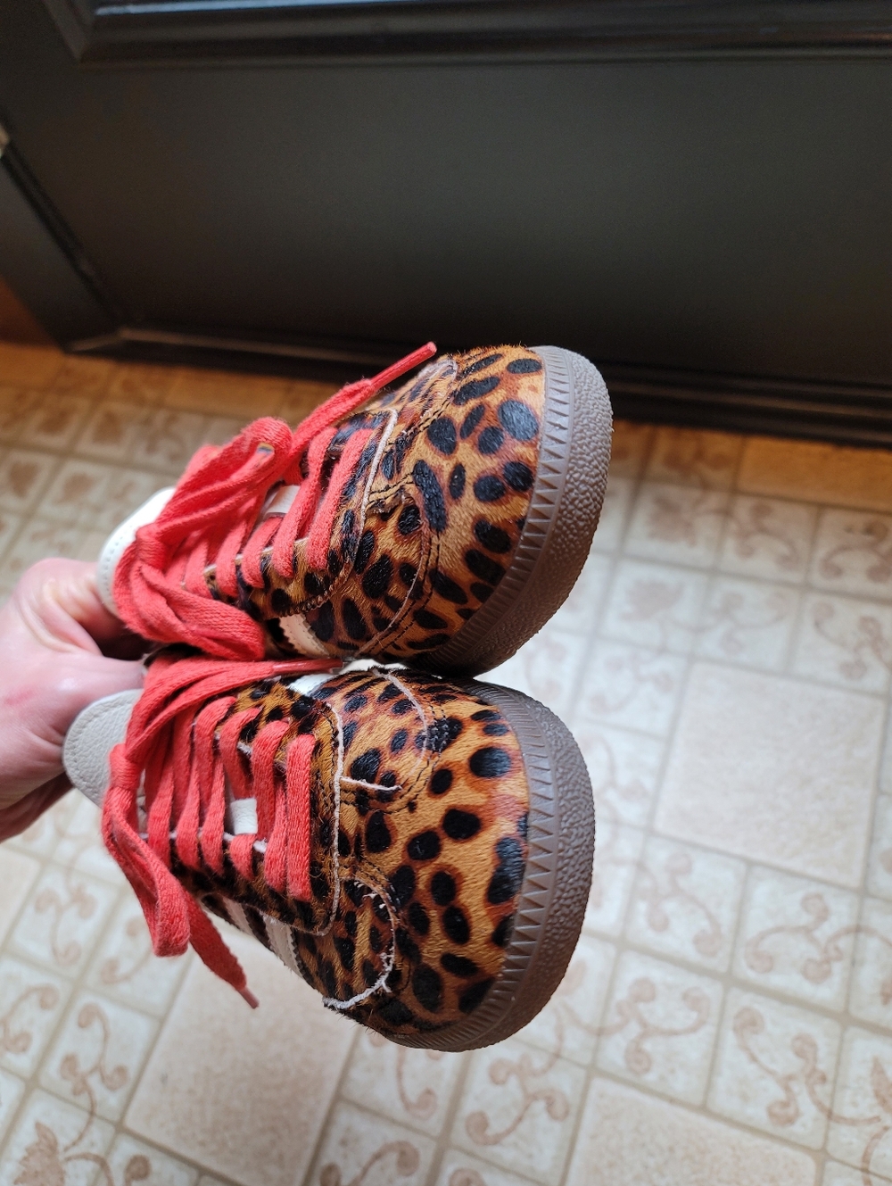 Adidas Samba OG Leather Trimmed Leopard Print Pony Hair Sneakers UK 4.5/US6 - Picture 8 of 11